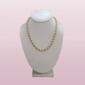 Vintage Faux Pearl Necklace w/ Alternating Gold-Tone Beads